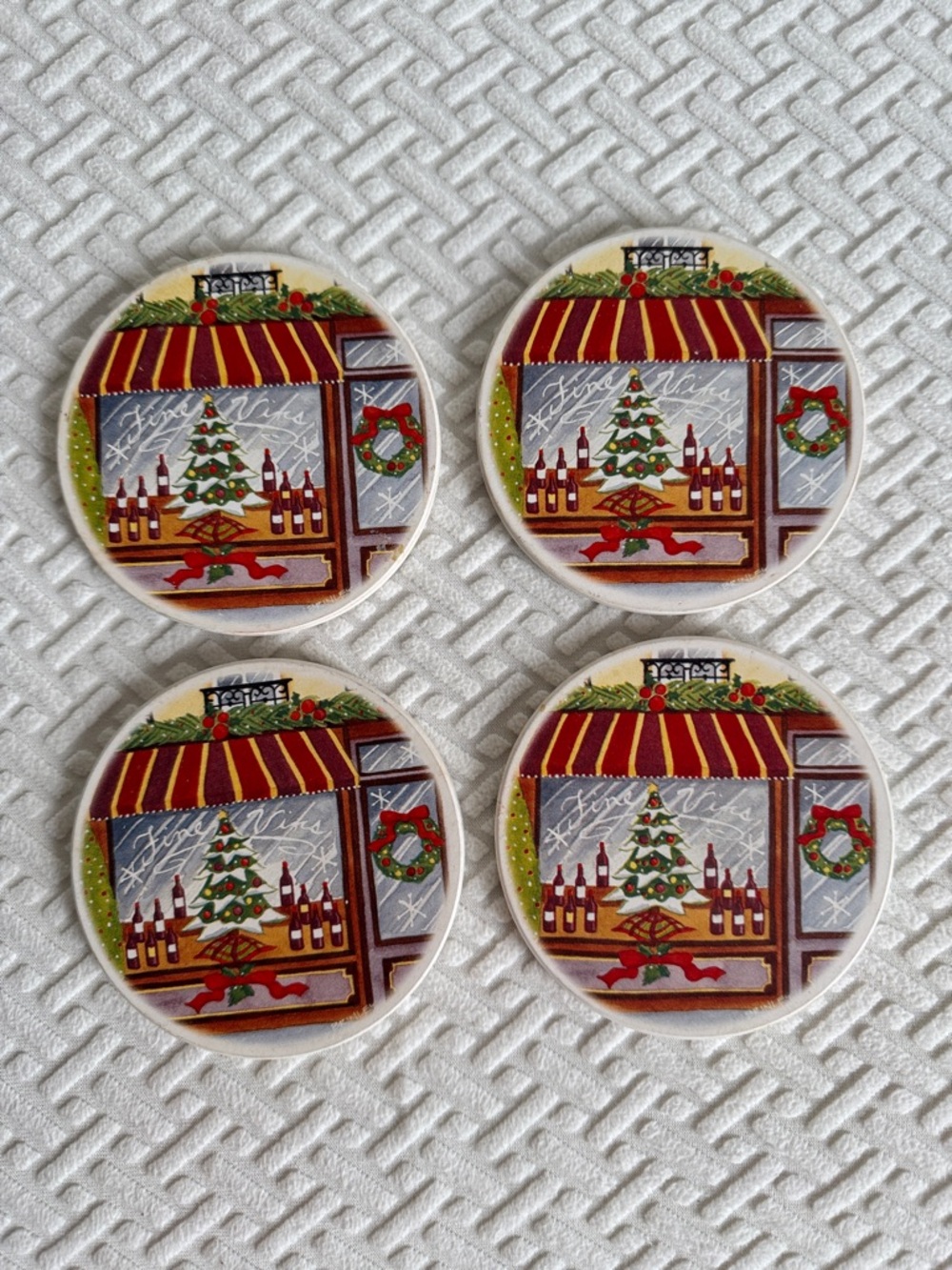 Holiday Shop Window Ceramic Coasters